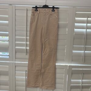 7 For All Mankind Beige High-Rise Wide-Leg Jeans